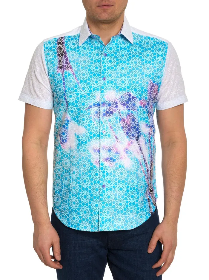 Men Short Sleeve Button Down Shirts Robert Graham LIMITED EDITION THE IRIS SHORT SLEEVE BUTTON DOWN SHIRT Multi
