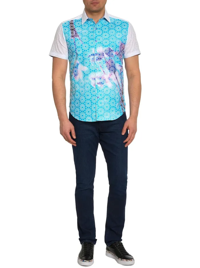 Men Short Sleeve Button Down Shirts Robert Graham LIMITED EDITION THE IRIS SHORT SLEEVE BUTTON DOWN SHIRT Multi