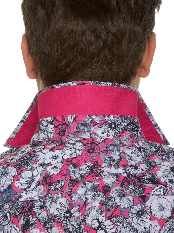 Men Short Sleeve Button Down Shirts Robert Graham THE PALAZA SHORT SLEEVE BUTTON DOWN SHIRT Magenta