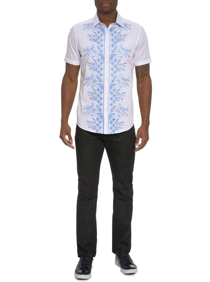 Men Short Sleeve Button Down Shirts Robert Graham VERTIGO SHORT SLEEVE BUTTON DOWN SHIRT White