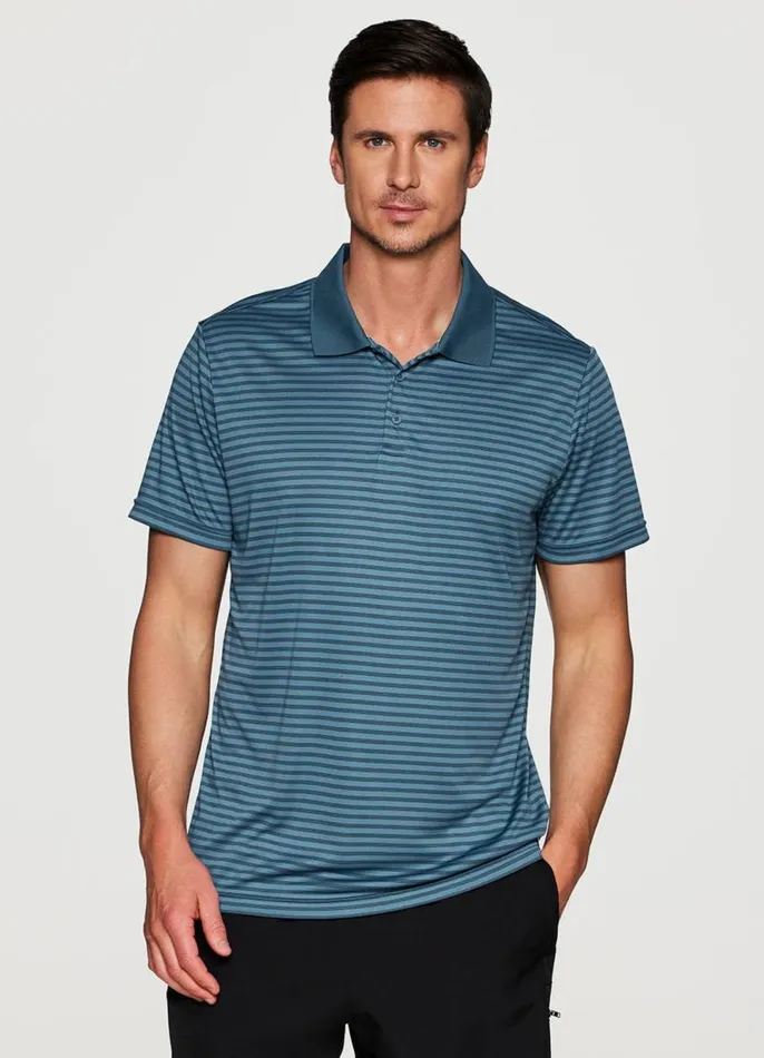 Men Stay On Course Striped Polo Blue RBX Active TShirts