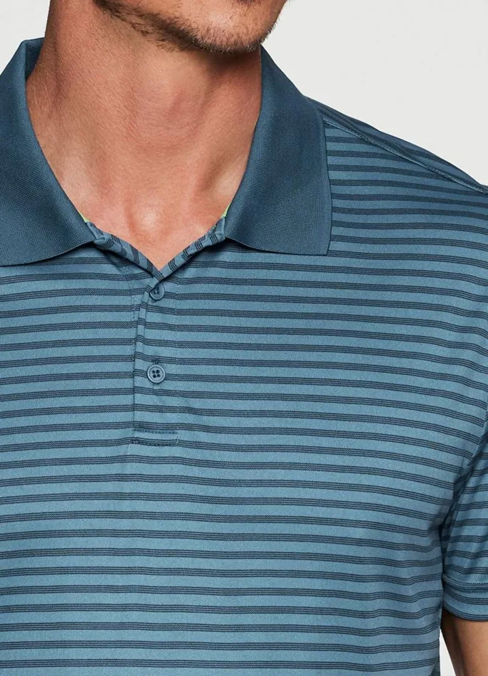 Men Stay On Course Striped Polo Blue RBX Active TShirts