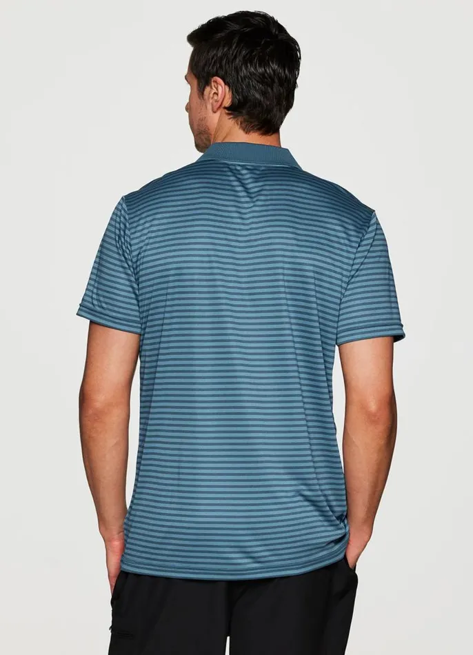 Men Stay On Course Striped Polo Blue RBX Active TShirts