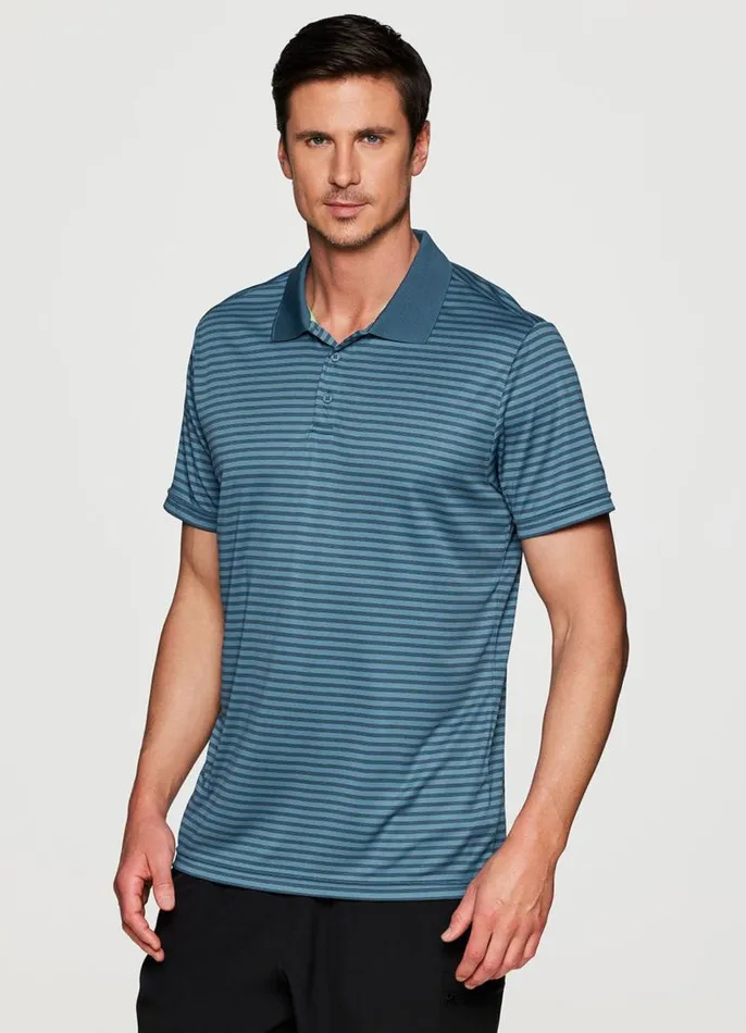 Men Stay On Course Striped Polo Blue RBX Active TShirts