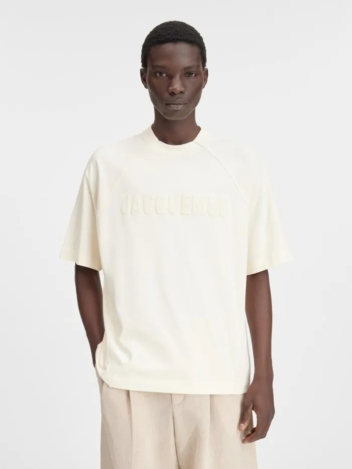 Men Tshirts JACQUEMUS The Typo Tshirt Light Beige