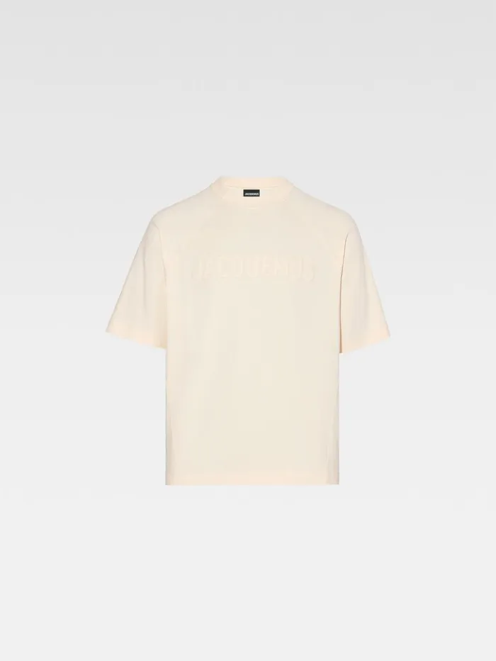 Men Tshirts JACQUEMUS The Typo Tshirt Light Beige Men Tshirts JACQUEMUS The Typo Tshirt Light Beige