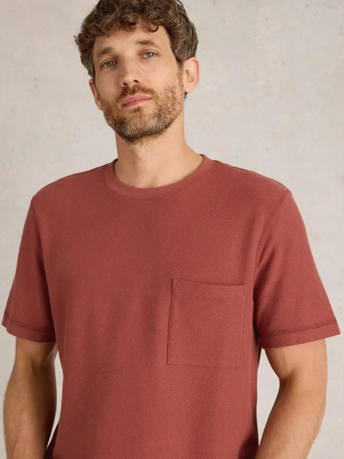 Men Tenby Textured SS Tee Deep Pink White Stuff TShirts Men Tenby Textured SS Tee Deep Pink White Stuff TShirts
