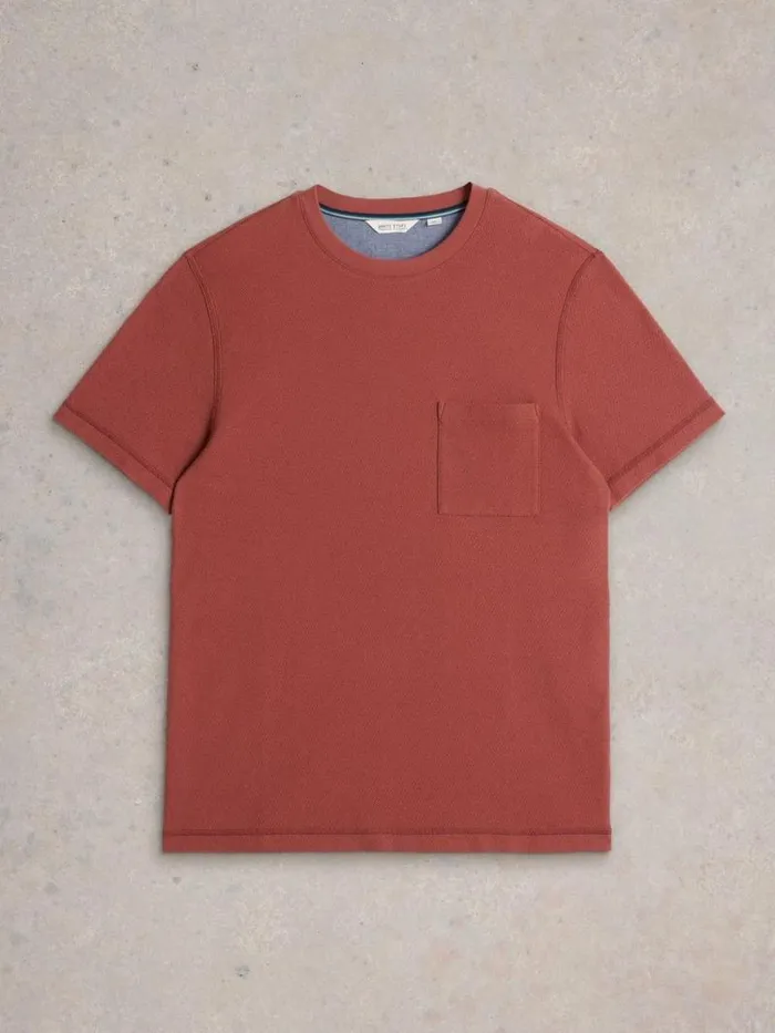 Men Tenby Textured SS Tee Deep Pink White Stuff TShirts Men Tenby Textured SS Tee Deep Pink White Stuff TShirts