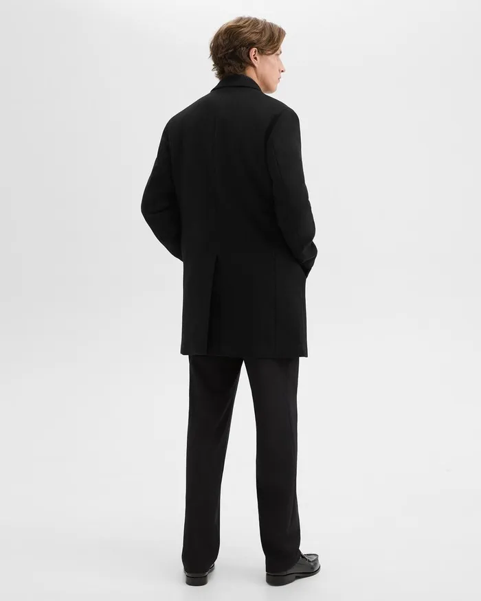 Men Theory Outerwear 3Button Topcoat In Recycled WoolBlend Melton Black