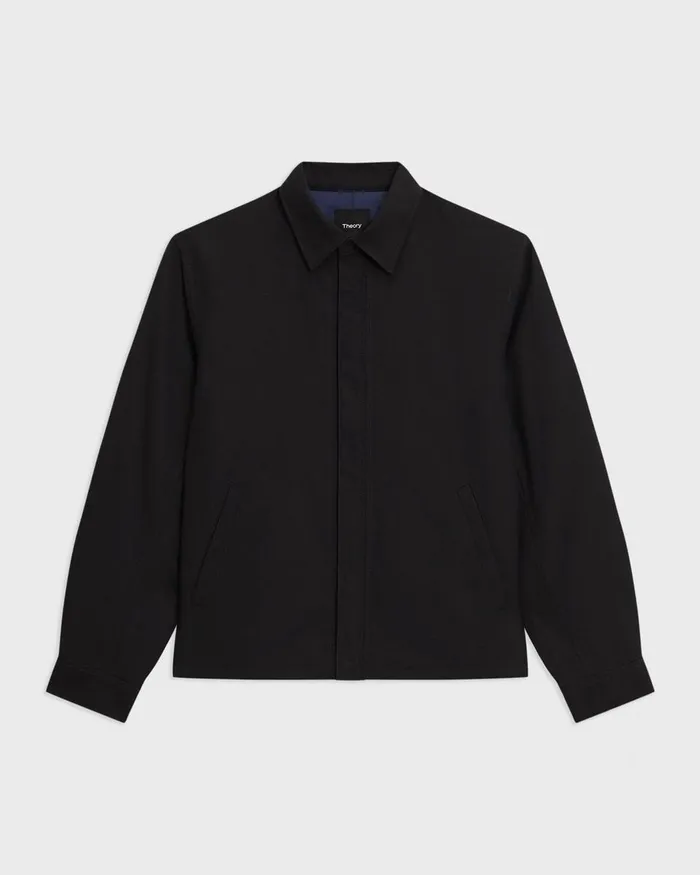 Men Theory Outerwear Coach Jacket In Gabardine Black