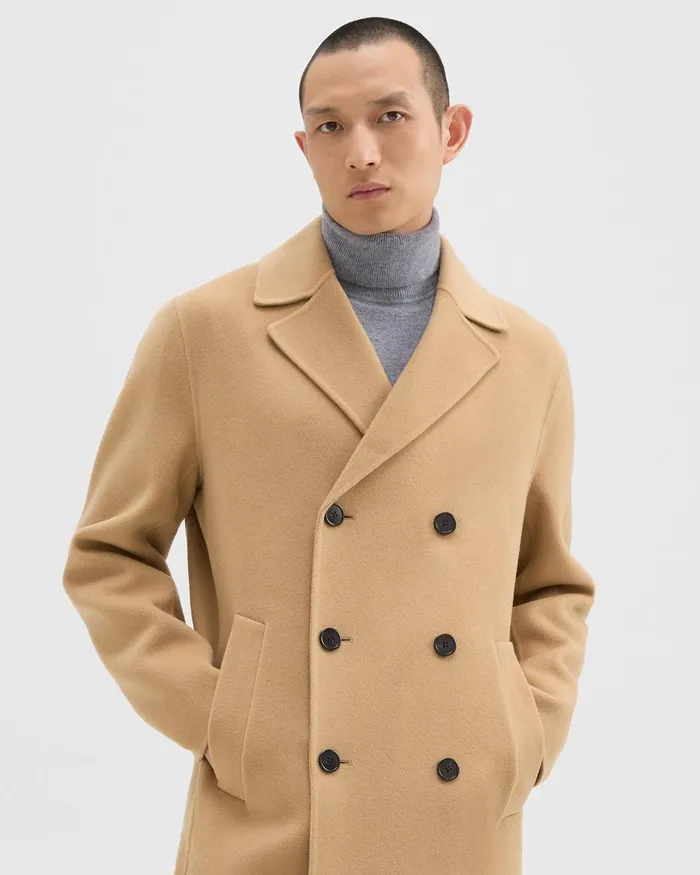 Men Theory Outerwear DoubleBreasted Coat In DoubleFace WoolCashmere New Camel