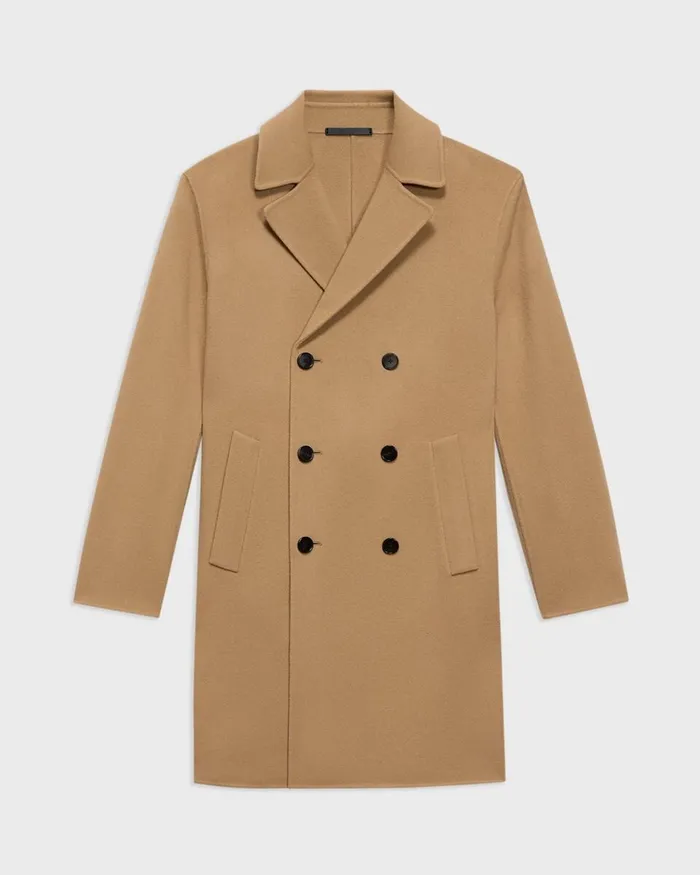 Men Theory Outerwear DoubleBreasted Coat In DoubleFace WoolCashmere New Camel
