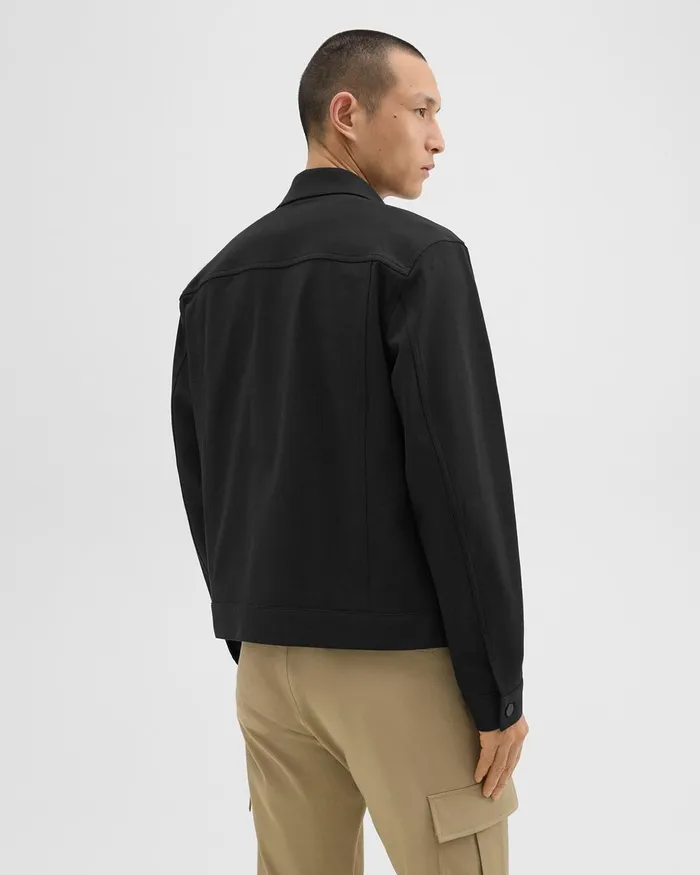 Men Theory Outerwear River Trucker Jacket In Neoteric Twill Black