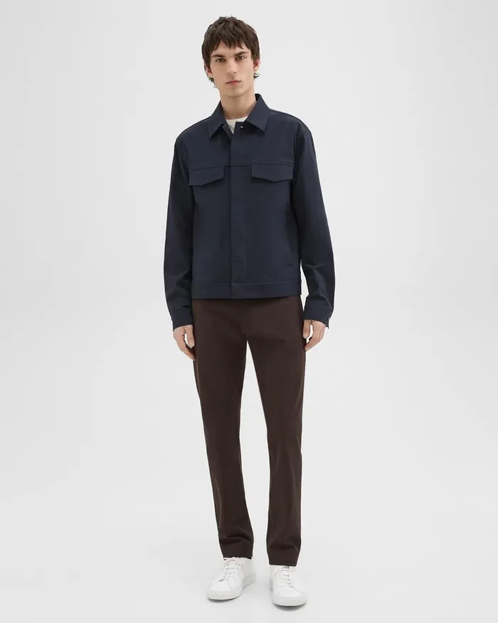 Men Theory Outerwear River Trucker Jacket In Neoteric Twill Dark Navy