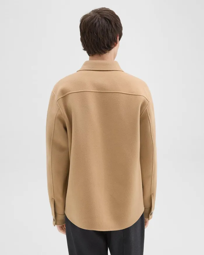 Men Theory Outerwear Shirt Jacket In DoubleFace WoolCashmere New Camel
