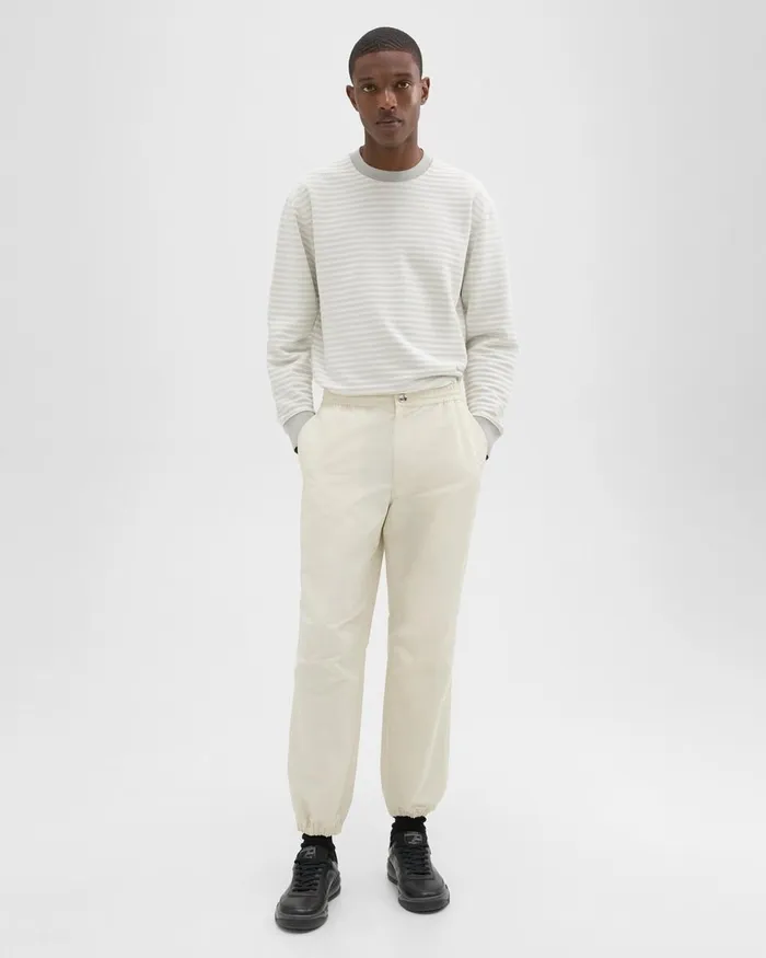Men Theory Pants CottonBlend Jogger Pant Ecru