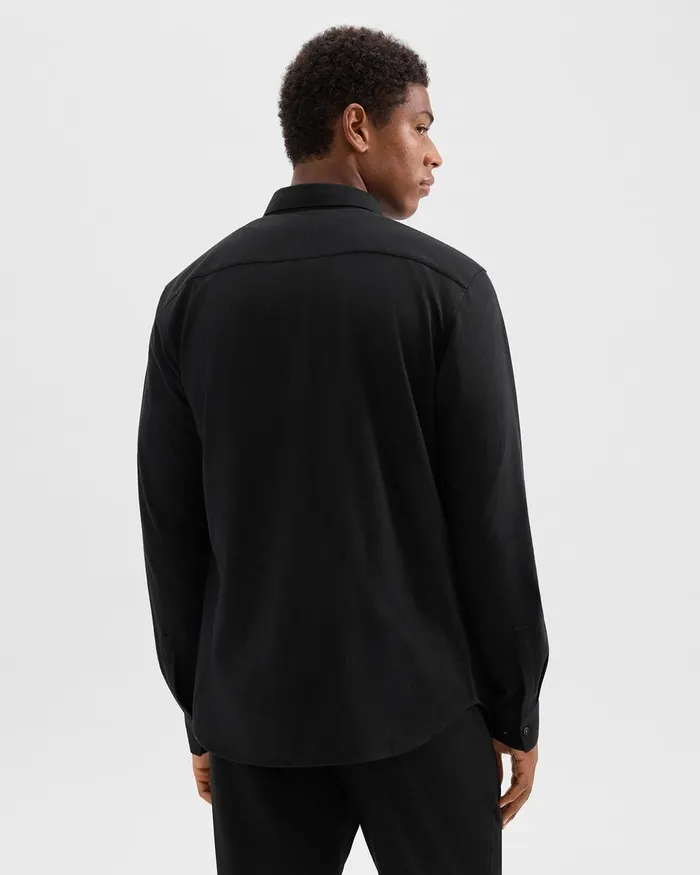 Men Theory Shirts Irving Pocket Shirt In Brushed Structure Knit Black