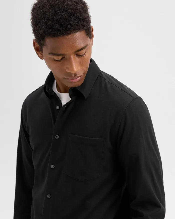 Men Theory Shirts Irving Pocket Shirt In Brushed Structure Knit Black