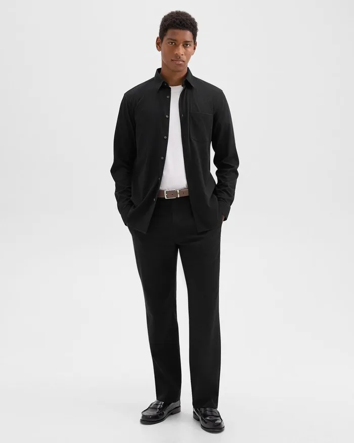 Men Theory Shirts Irving Pocket Shirt In Brushed Structure Knit Black