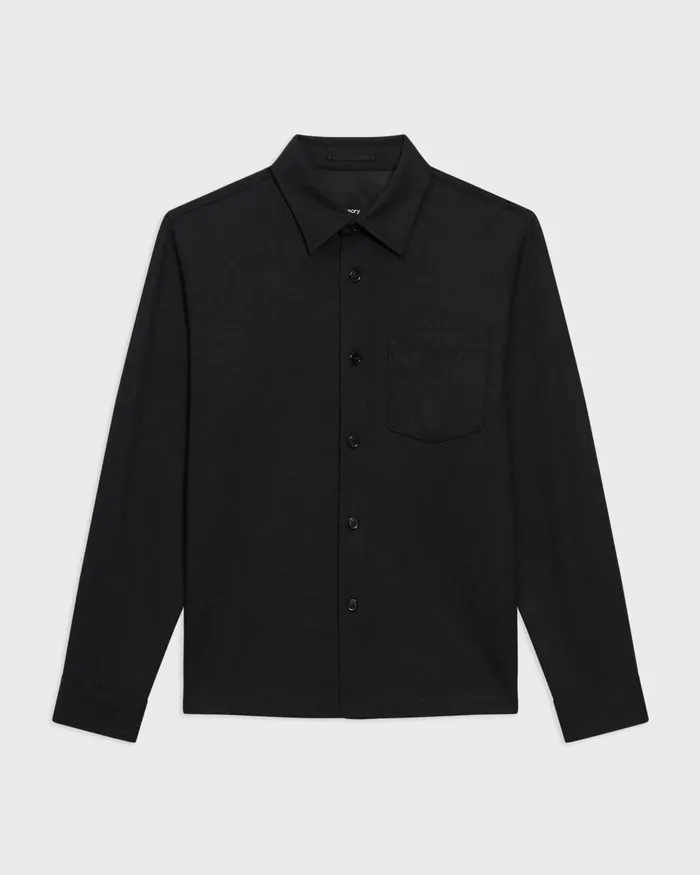 Men Theory Shirts Irving Pocket Shirt In Brushed Structure Knit Black