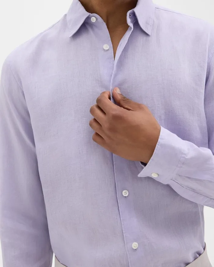 Men Theory Shirts Irving Shirt In Relaxed Linen Soft Iris