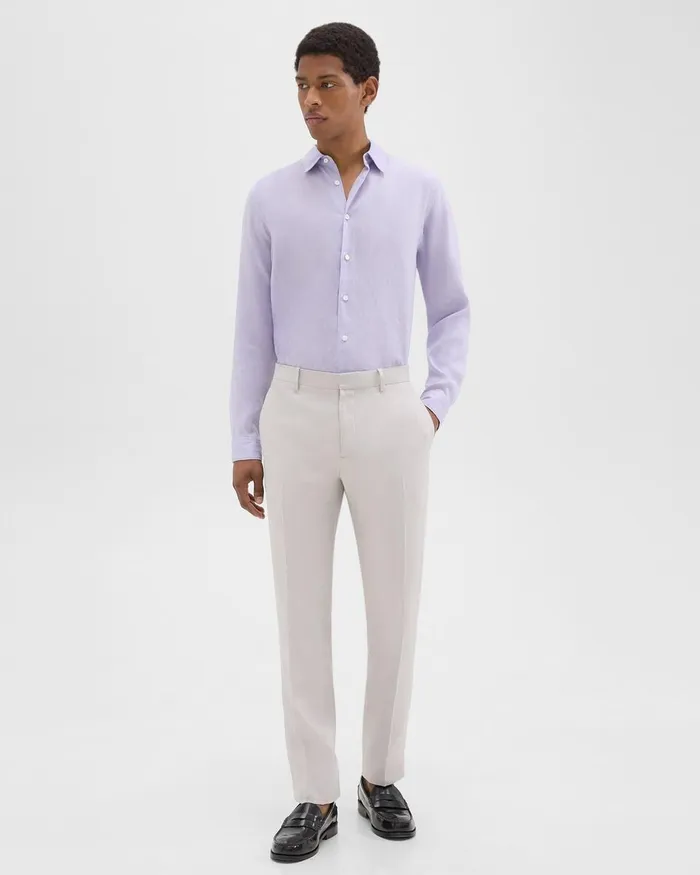 Men Theory Shirts Irving Shirt In Relaxed Linen Soft Iris
