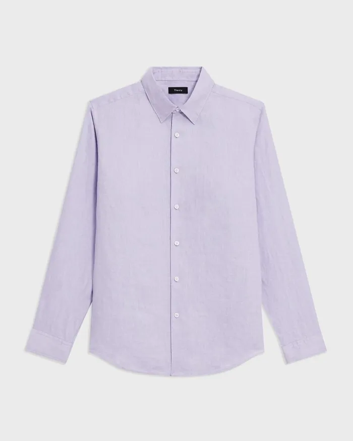 Men Theory Shirts Irving Shirt In Relaxed Linen Soft Iris