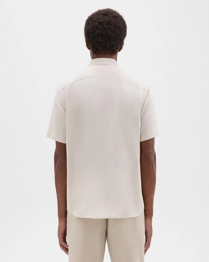Men Theory Shirts Irving ShortSleeve Shirt In Fluid Twill New Sand