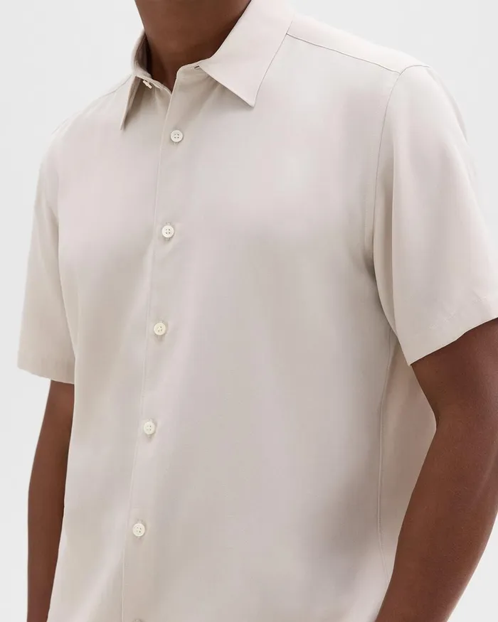 Men Theory Shirts Irving ShortSleeve Shirt In Fluid Twill New Sand