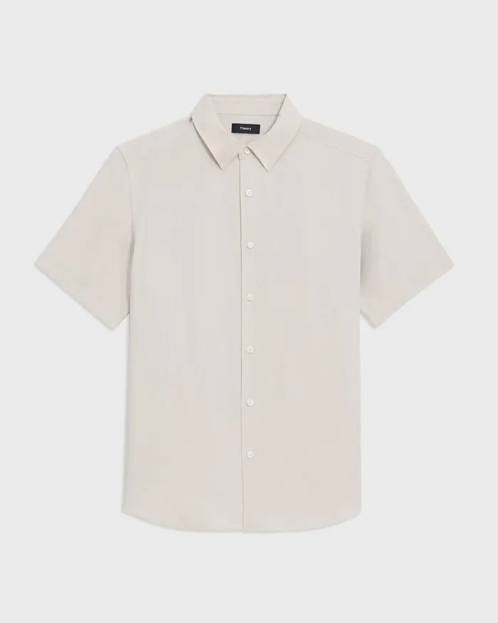 Men Theory Shirts Irving ShortSleeve Shirt In Fluid Twill New Sand