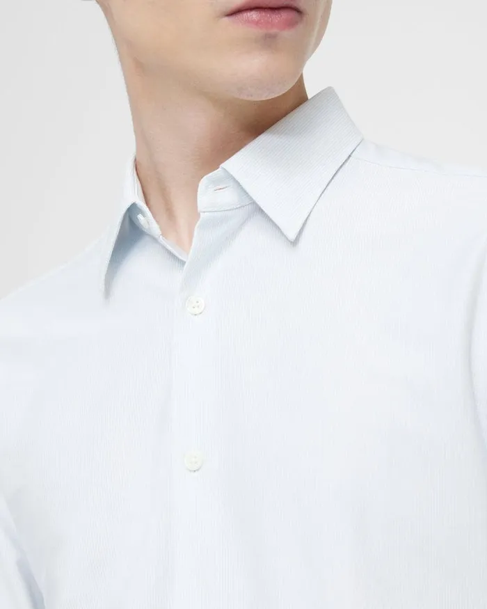 Men Theory Shirts Sylvain Shirt In Striped Cotton Blend Whiteolympic