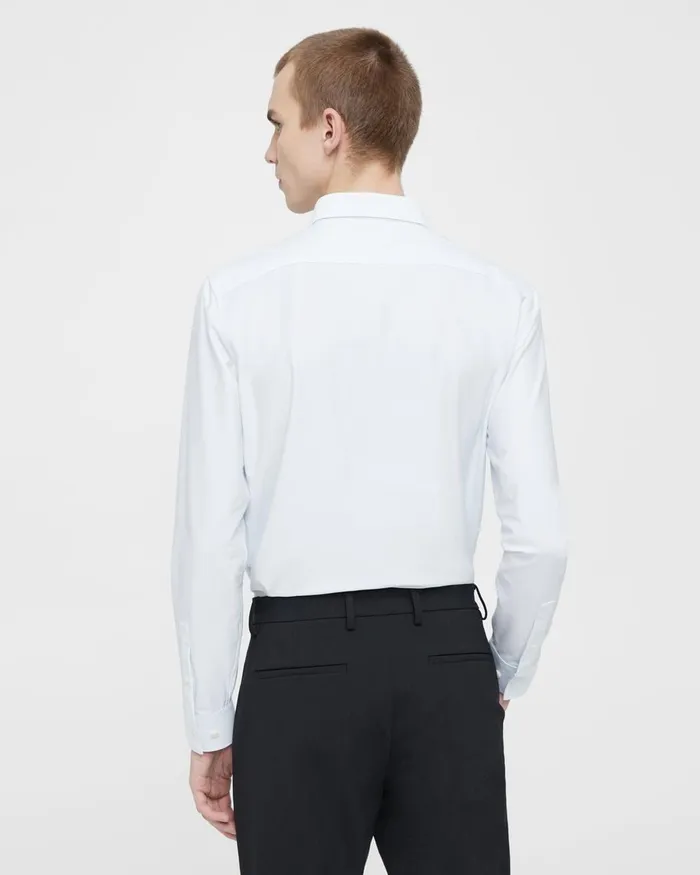 Men Theory Shirts Sylvain Shirt In Striped Cotton Blend Whiteolympic