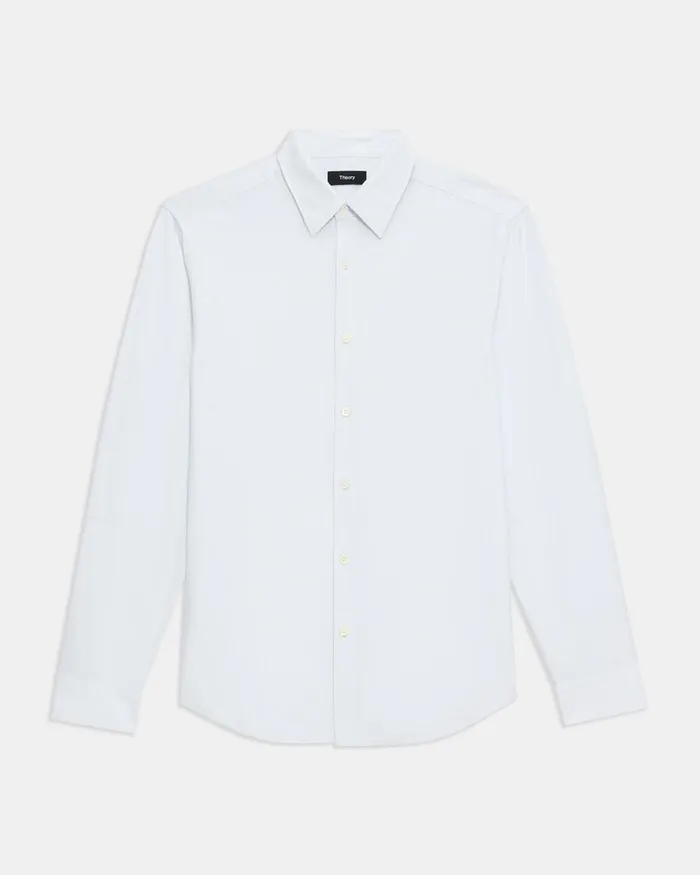 Men Theory Shirts Sylvain Shirt In Striped Cotton Blend Whiteolympic