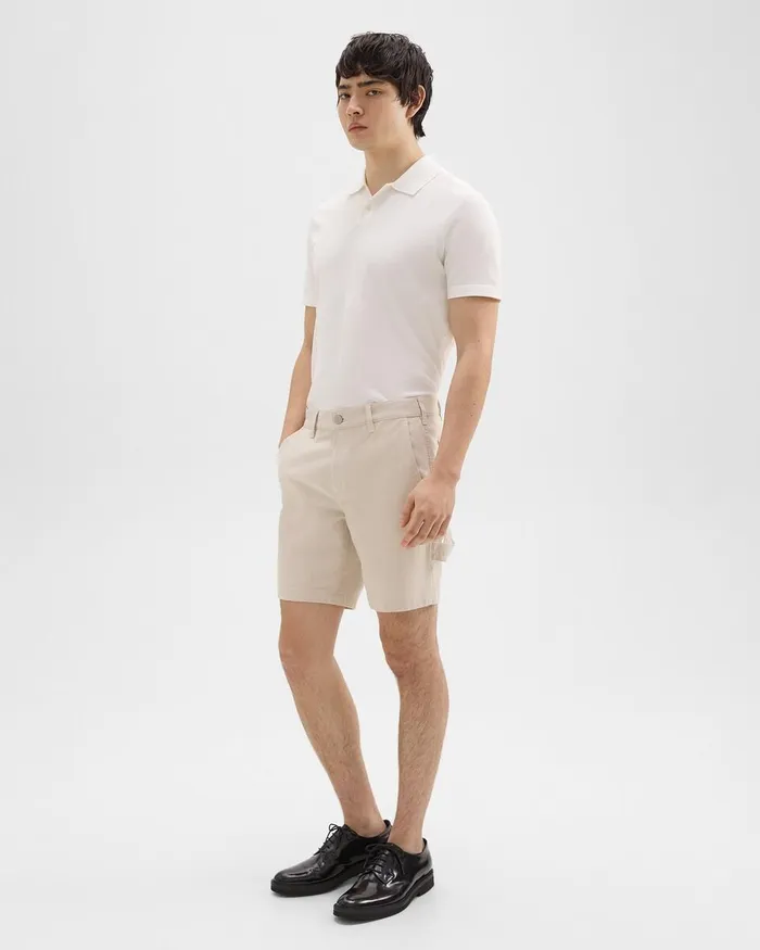 Men Theory Shorts Zaine 7quot Carpenter Short In Stretch Cotton Canvas Sand