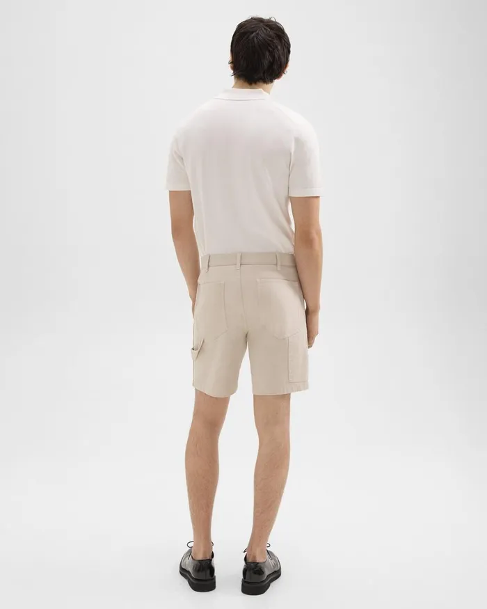 Men Theory Shorts Zaine 7quot Carpenter Short In Stretch Cotton Canvas Sand