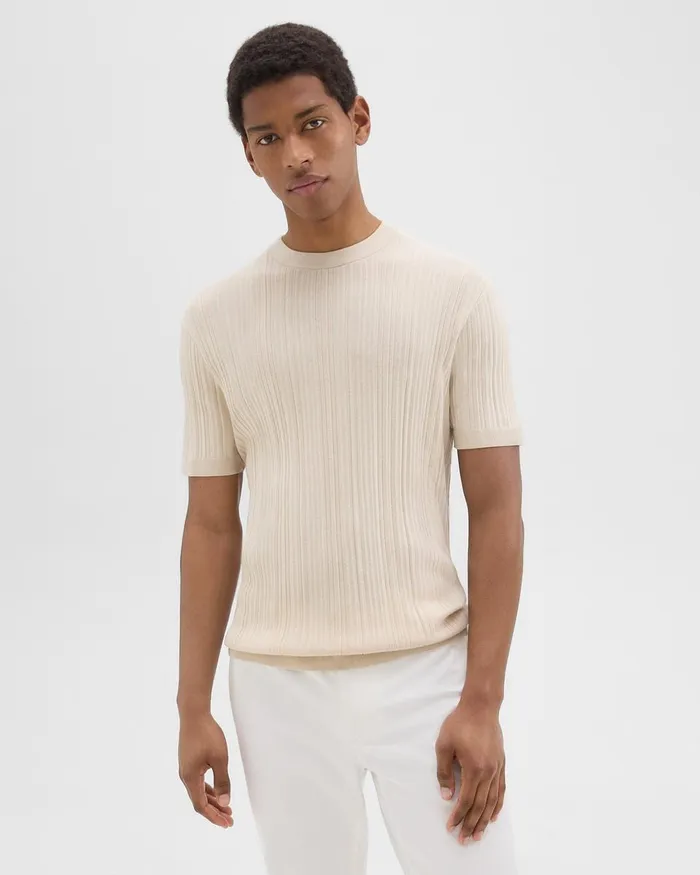 Men Theory Sweaters Cardigans Damian Tee In Cotton Sand