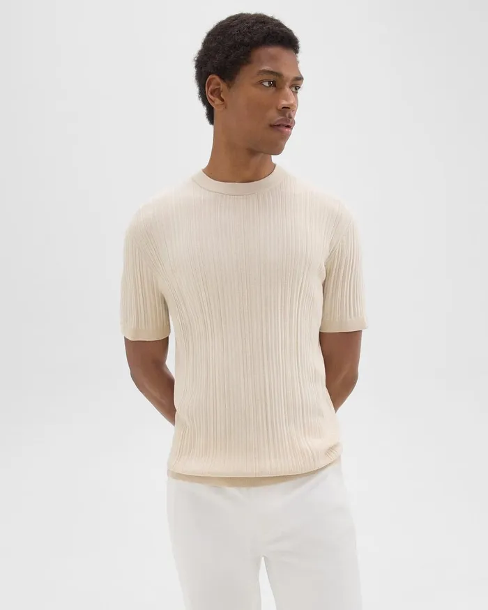 Men Theory Sweaters Cardigans Damian Tee In Cotton Sand