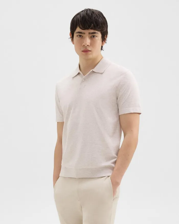 Men Theory Sweaters Cardigans Goris Polo Shirt In Light Bilen Melange Ivory