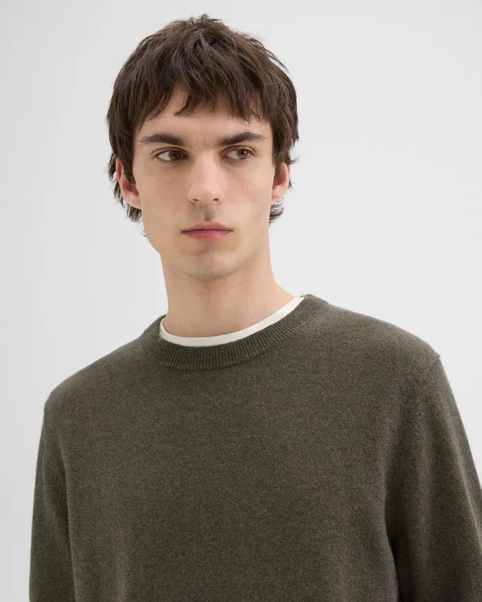 Men Theory Sweaters Cardigans Hilles Crewneck Sweater In Cashmere Hunter Green Melange