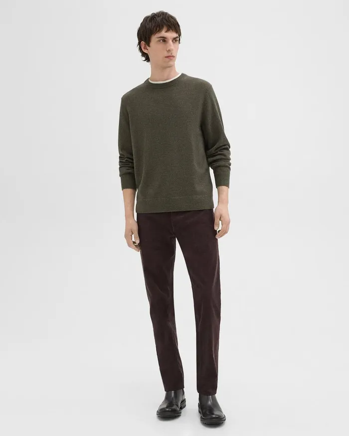 Men Theory Sweaters Cardigans Hilles Crewneck Sweater In Cashmere Hunter Green Melange