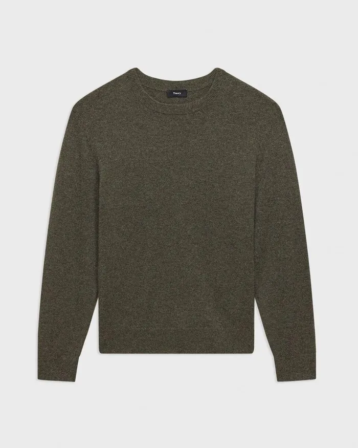 Men Theory Sweaters Cardigans Hilles Crewneck Sweater In Cashmere Hunter Green Melange