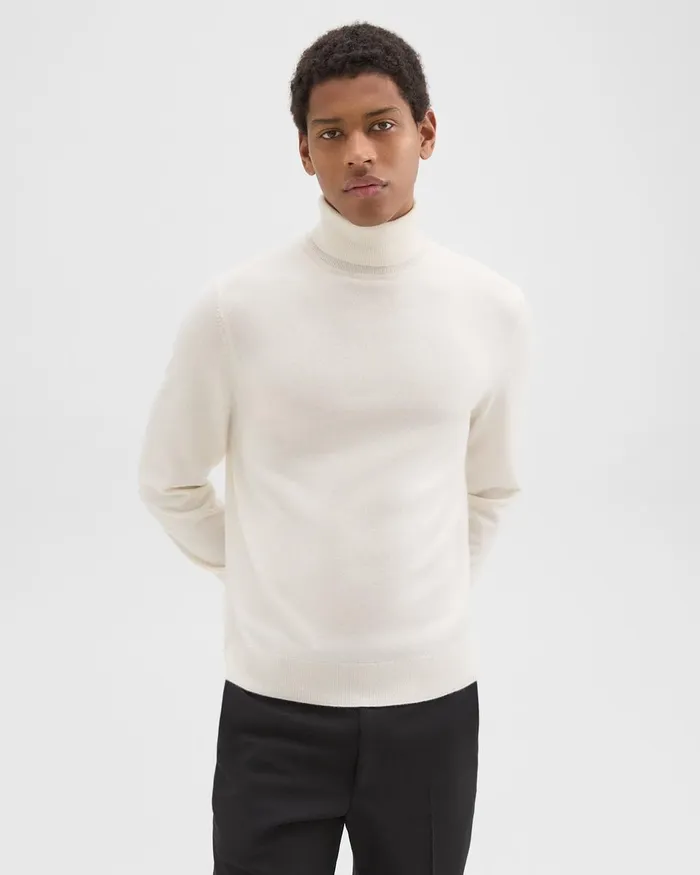 Men Theory Sweaters Cardigans Hilles Turtleneck Sweater In Cashmere Winter White