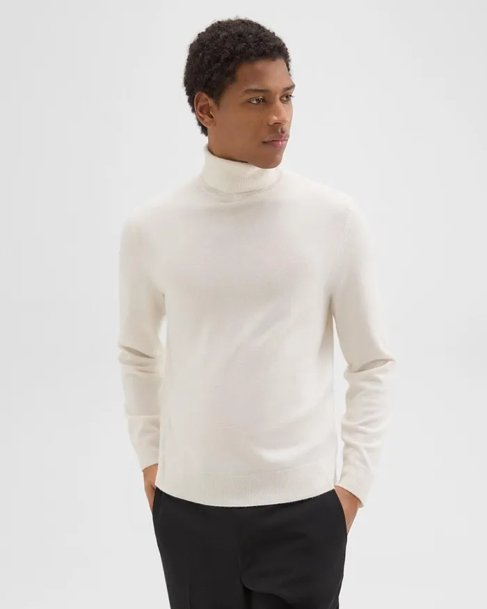 Men Theory Sweaters Cardigans Hilles Turtleneck Sweater In Cashmere Winter White