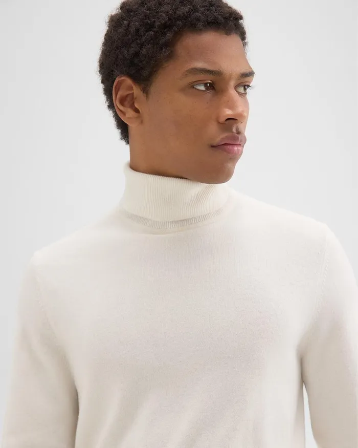 Men Theory Sweaters Cardigans Hilles Turtleneck Sweater In Cashmere Winter White