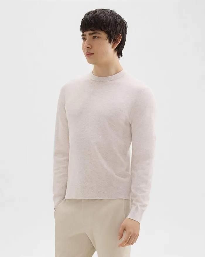 Men Theory Sweaters Cardigans Riland Sweater In Light Bilen Melange Ivory