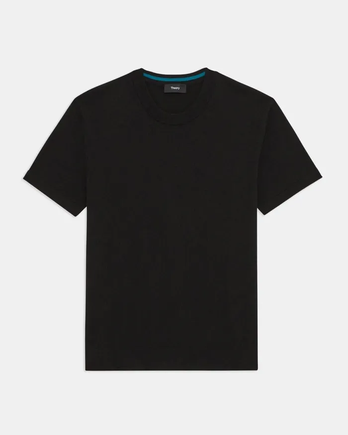 Men Theory Sweaters Cardigans Sarior ShortSleeve Sweater In Fine Bilen Blacktempo Teal