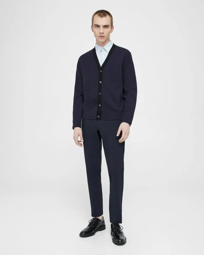 Men Theory Sweaters Cardigans VNeck Cardigan In Merino Wool Navyblack