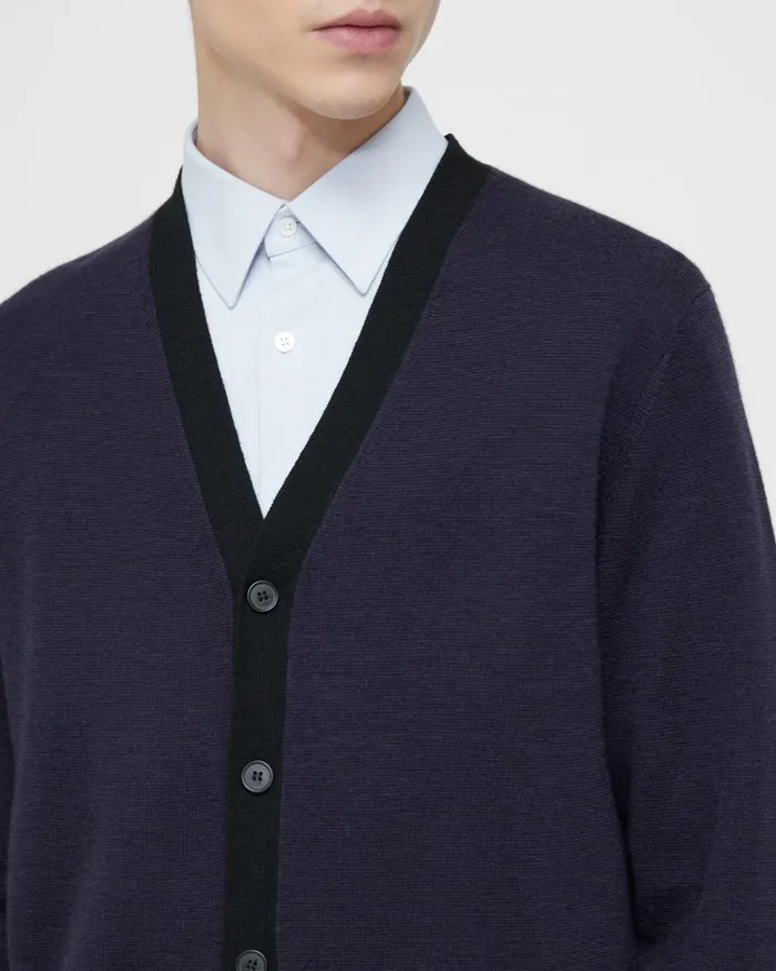 Men Theory Sweaters Cardigans VNeck Cardigan In Merino Wool Navyblack