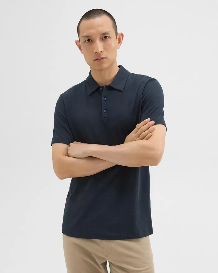 Men Theory TShirts Polos Bron Polo Shirt In Cosmos Slub Cotton Eclipse
