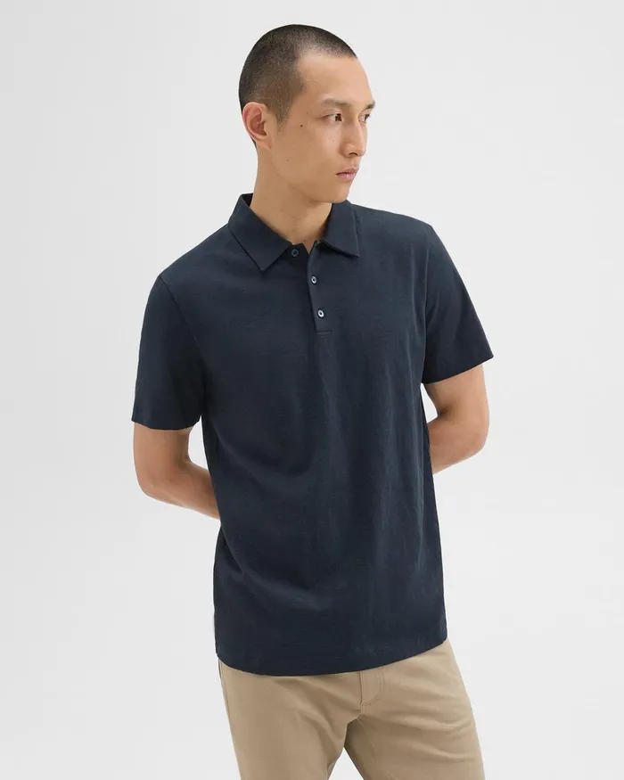 Men Theory TShirts Polos Bron Polo Shirt In Cosmos Slub Cotton Eclipse